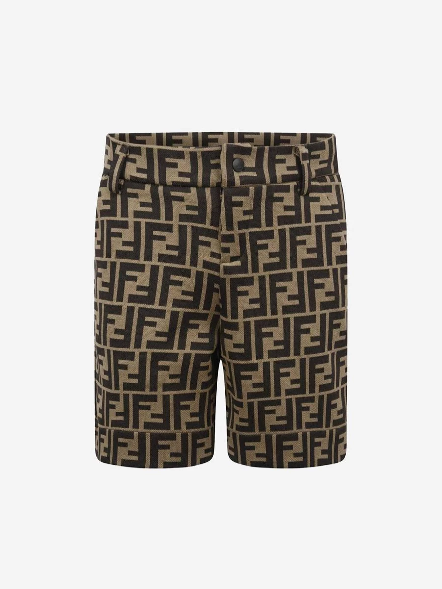 Fendi Kids Boys Brown FF Logo Trousers | Stylish Designer Pants for Toddlers