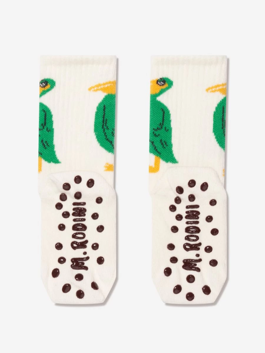 Mini Rodini Girls' White Anti-Slip Pelican Socks for Kids