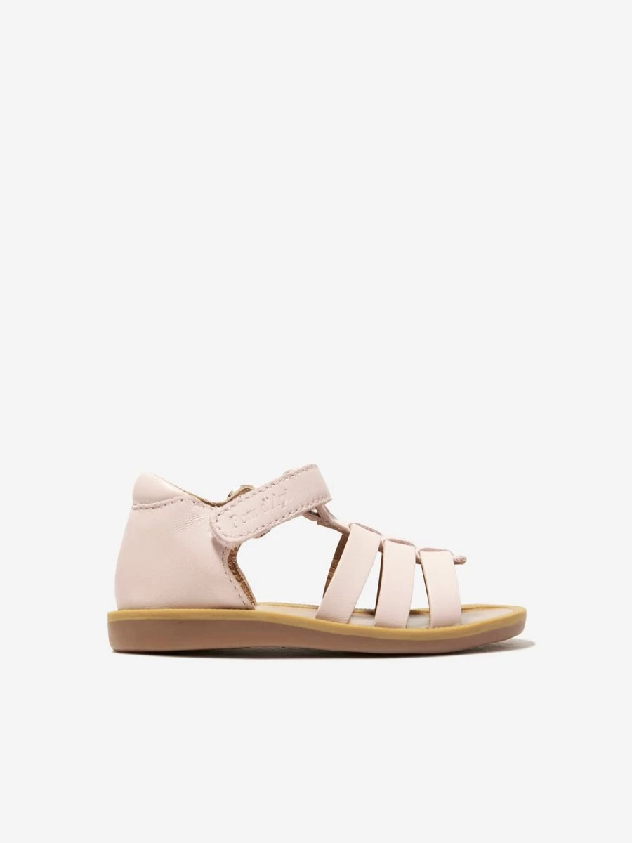Pom D'Api Baby Girls Pink Leather Poppy Strap Sandals
