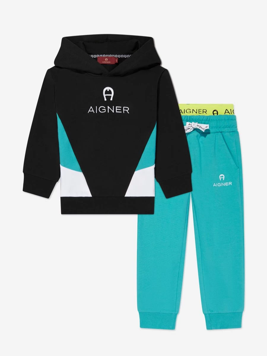 Aigner Boys' Black Logo Tracksuit - Stylish Athletic Set for Kids