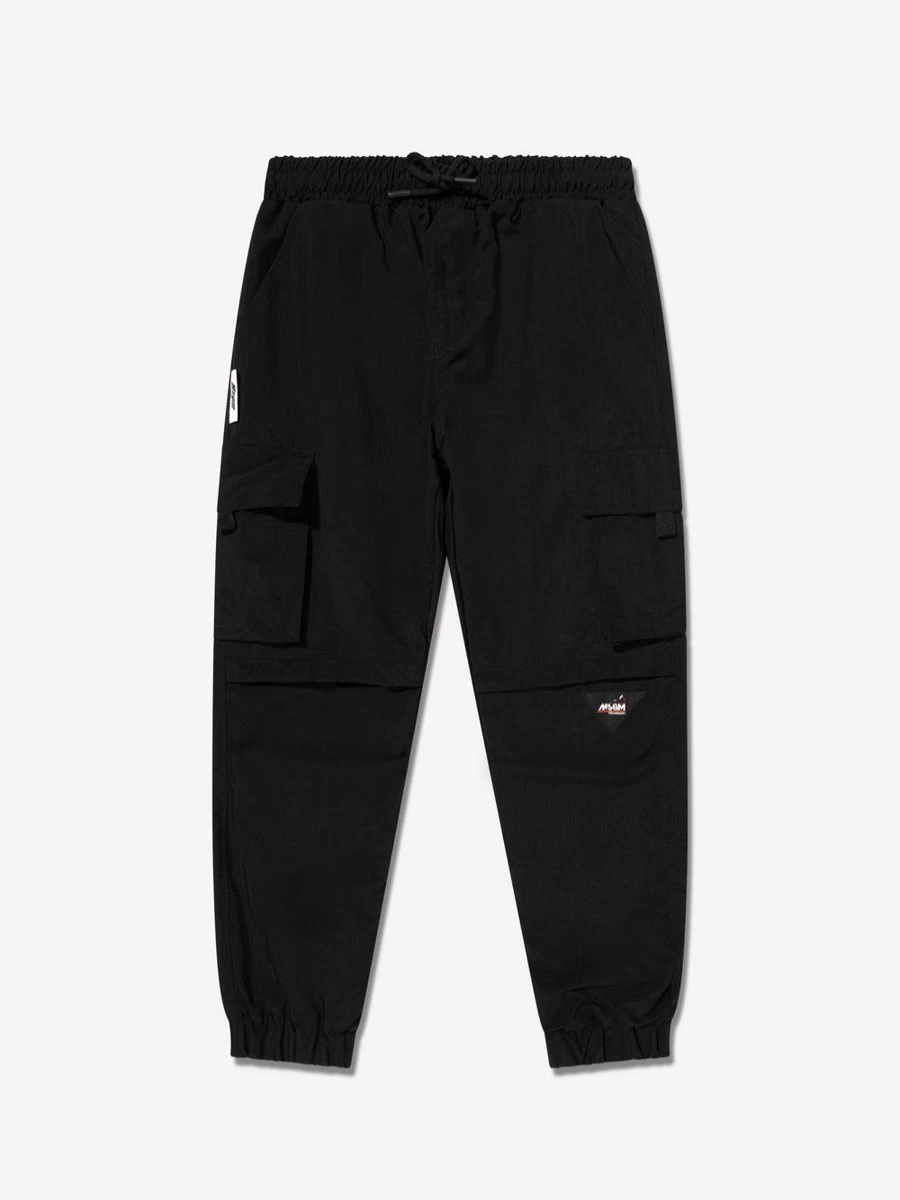 MSGM Boys Black Cargo Pants for Kids - Stylish & Durable Combat Trousers
