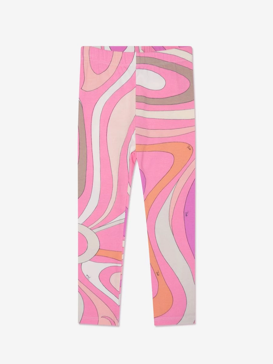 Emilio Pucci Girls Pink Marmo Print Leggings for Kids Fashion