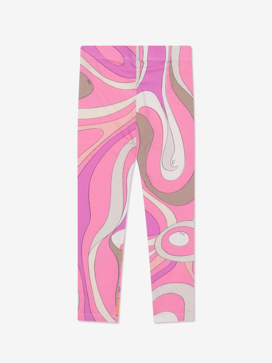 Emilio Pucci Girls Pink Marmo Print Leggings for Kids Fashion