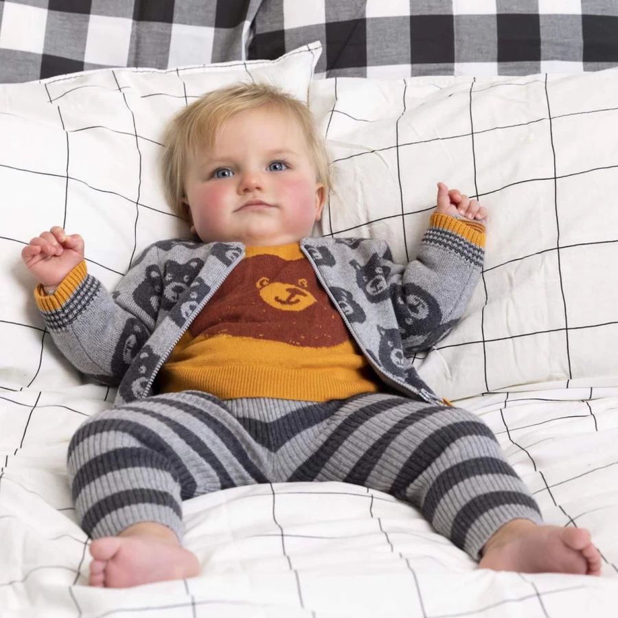 The Bonnie Mob Baby Grey Bear Cashmere Knit Cardigan for Kids