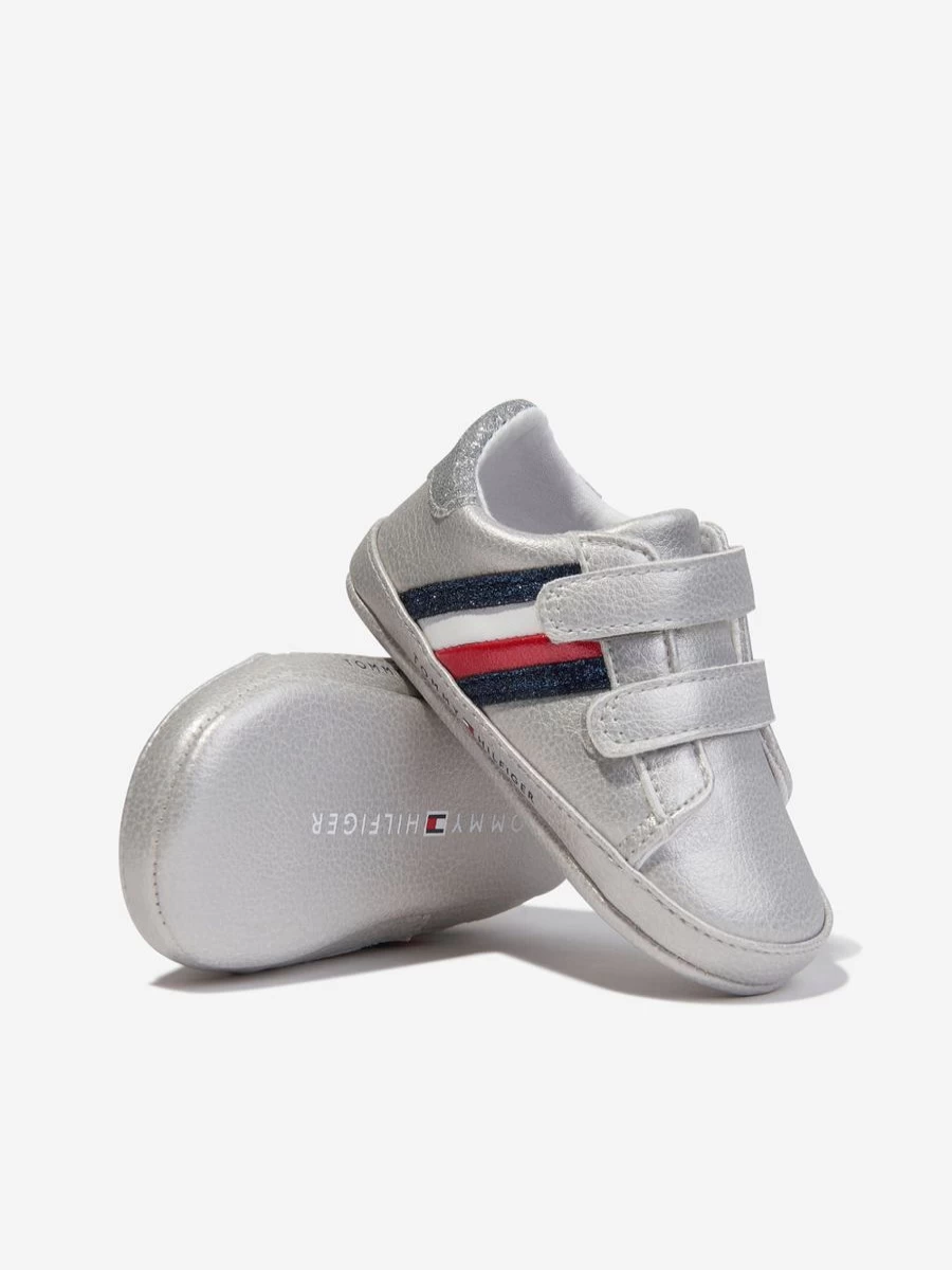 Tommy Hilfiger Baby Girls Striped Velcro Sneakers for Toddlers