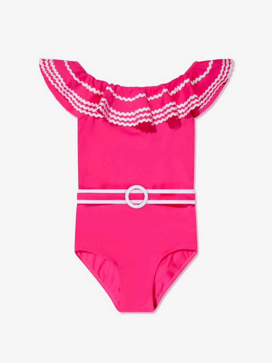 Nessi Byrd Girls Zizi Pink Off Shoulder Swimsuit - Childsplay Clothing