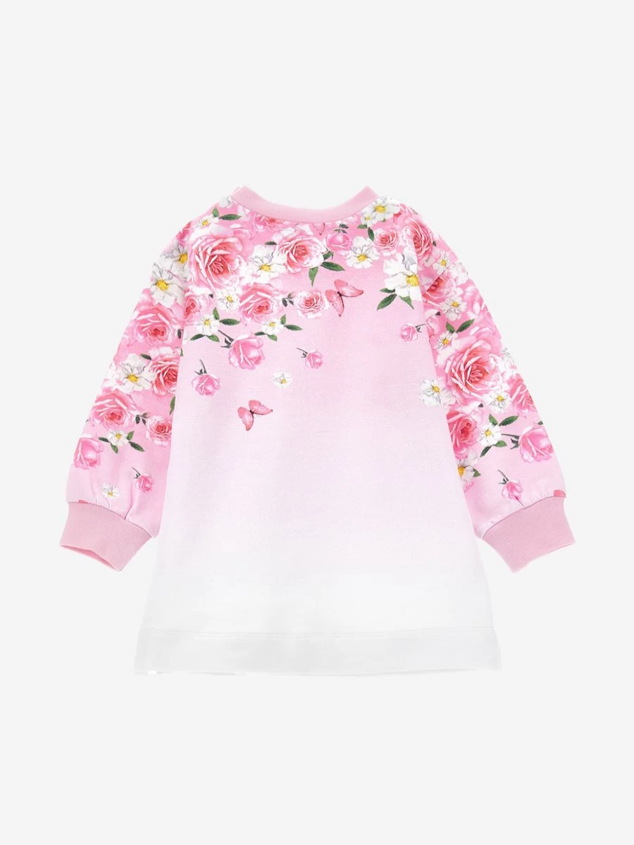 Monnalisa Baby Girls Pink Floral Sweater Dress