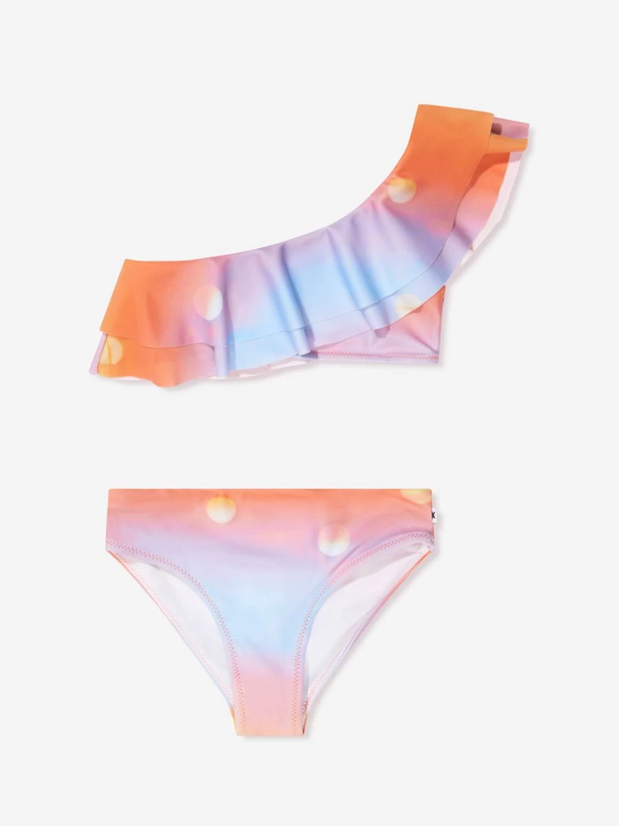 Molo Teen Girls Orange Sun Print Nikkie Asymmetrical Bikini Swimwear