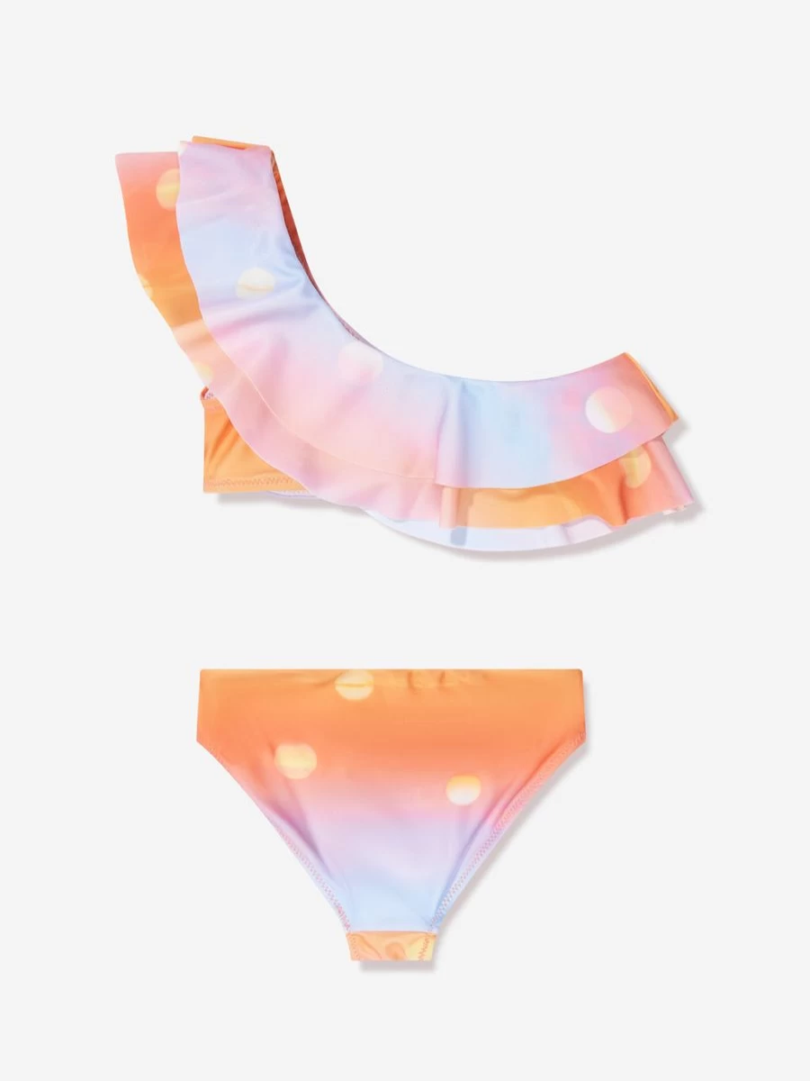 Molo Teen Girls Orange Sun Print Nikkie Asymmetrical Bikini Swimwear