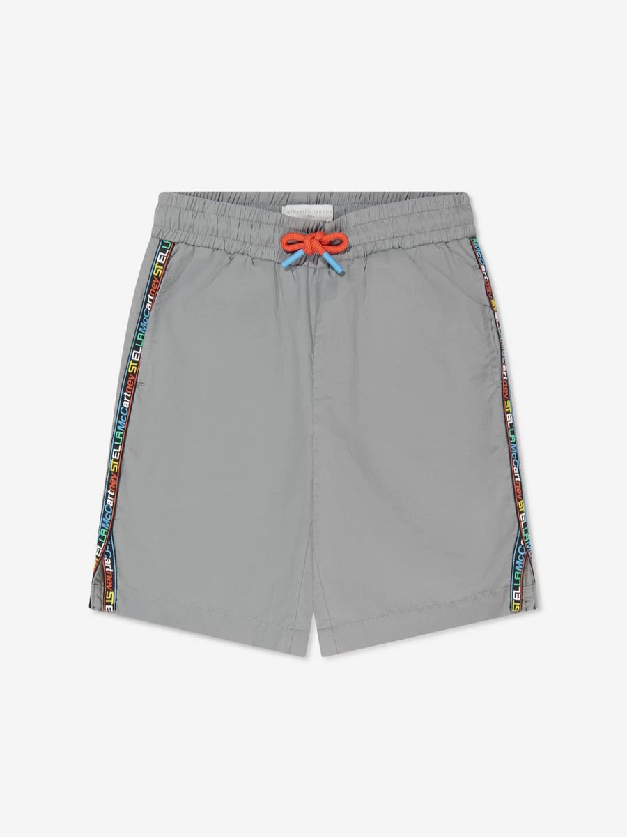 Stella McCartney Kids Teen Grey Logo Trim Swim Shorts for Boys