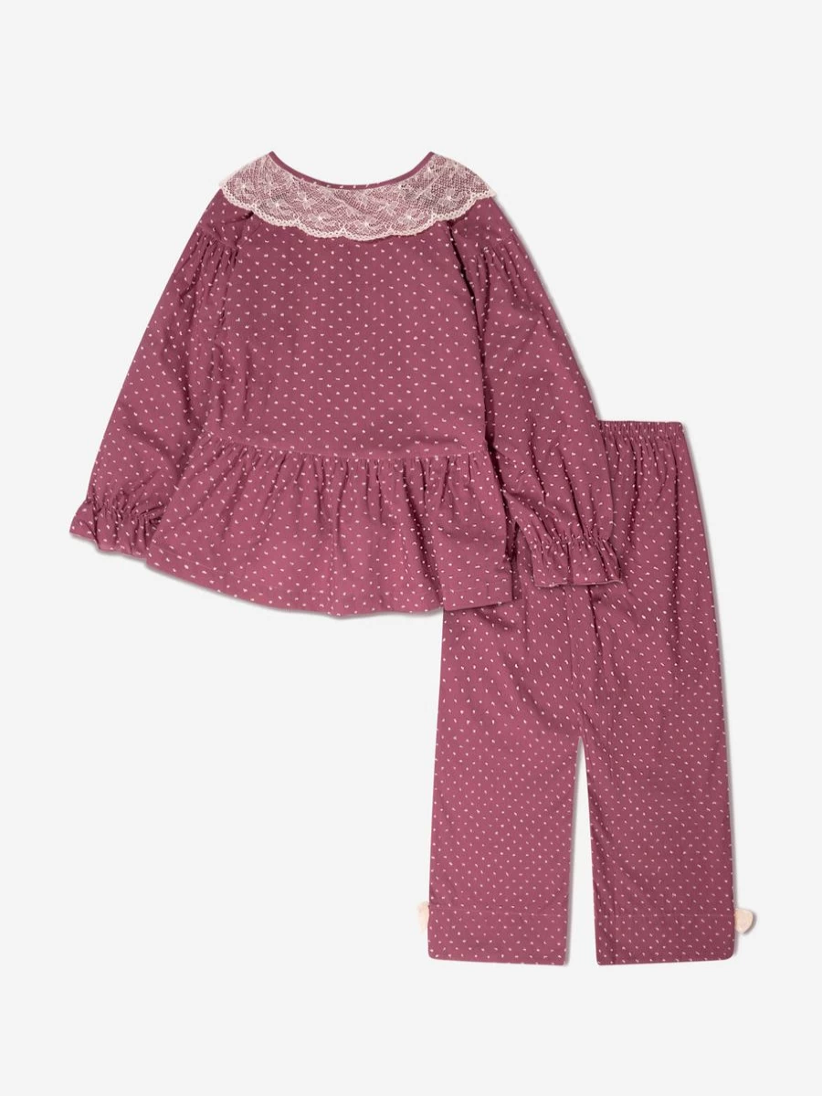 Amiki Girls Scarlet Red Pyjamas - Soft Cotton Sleepwear for Children