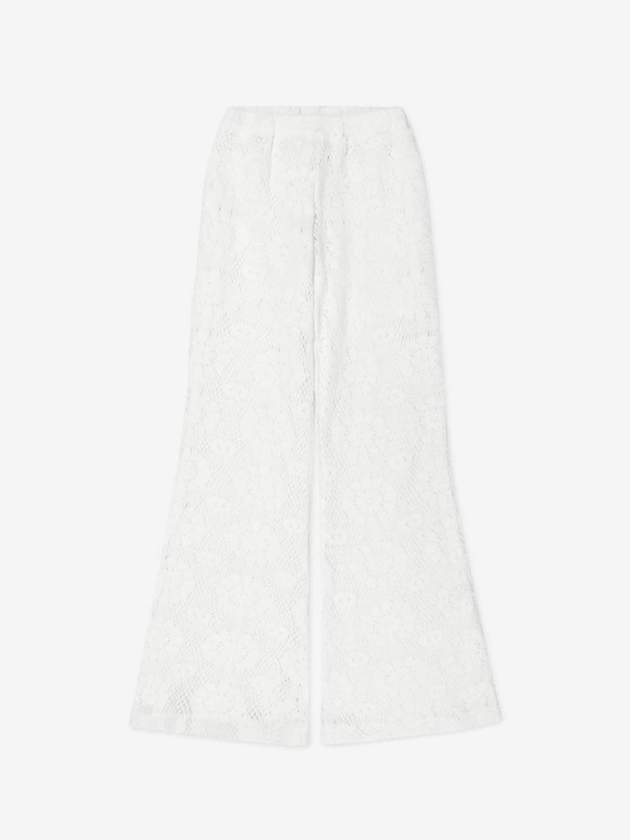 Selini Action Girls White Crocheted Trousers for Comfort & Style
