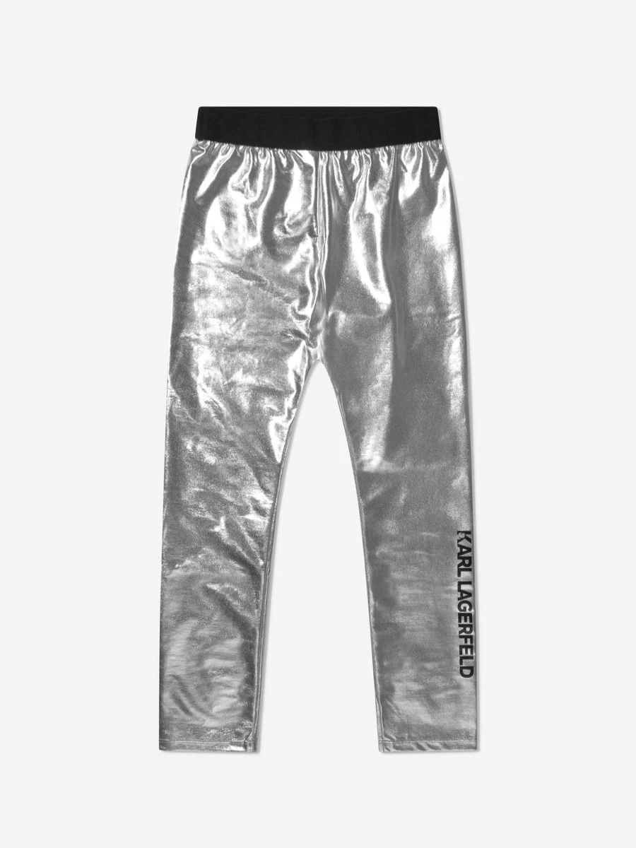 Karl Lagerfeld Girls Metallic Logo Leggings - Stylish Kids Leggings for Girls