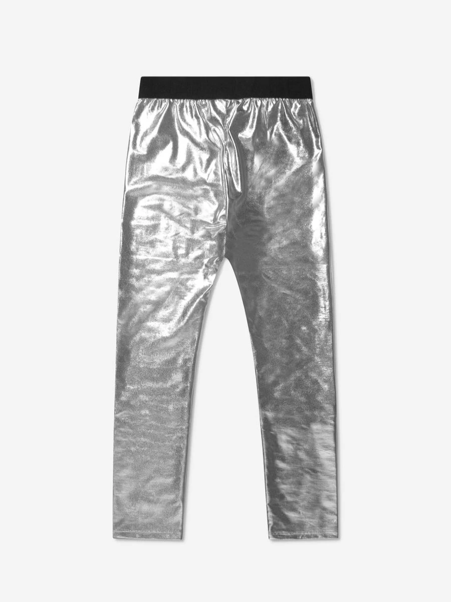 Karl Lagerfeld Girls Metallic Logo Leggings - Stylish Kids Leggings for Girls