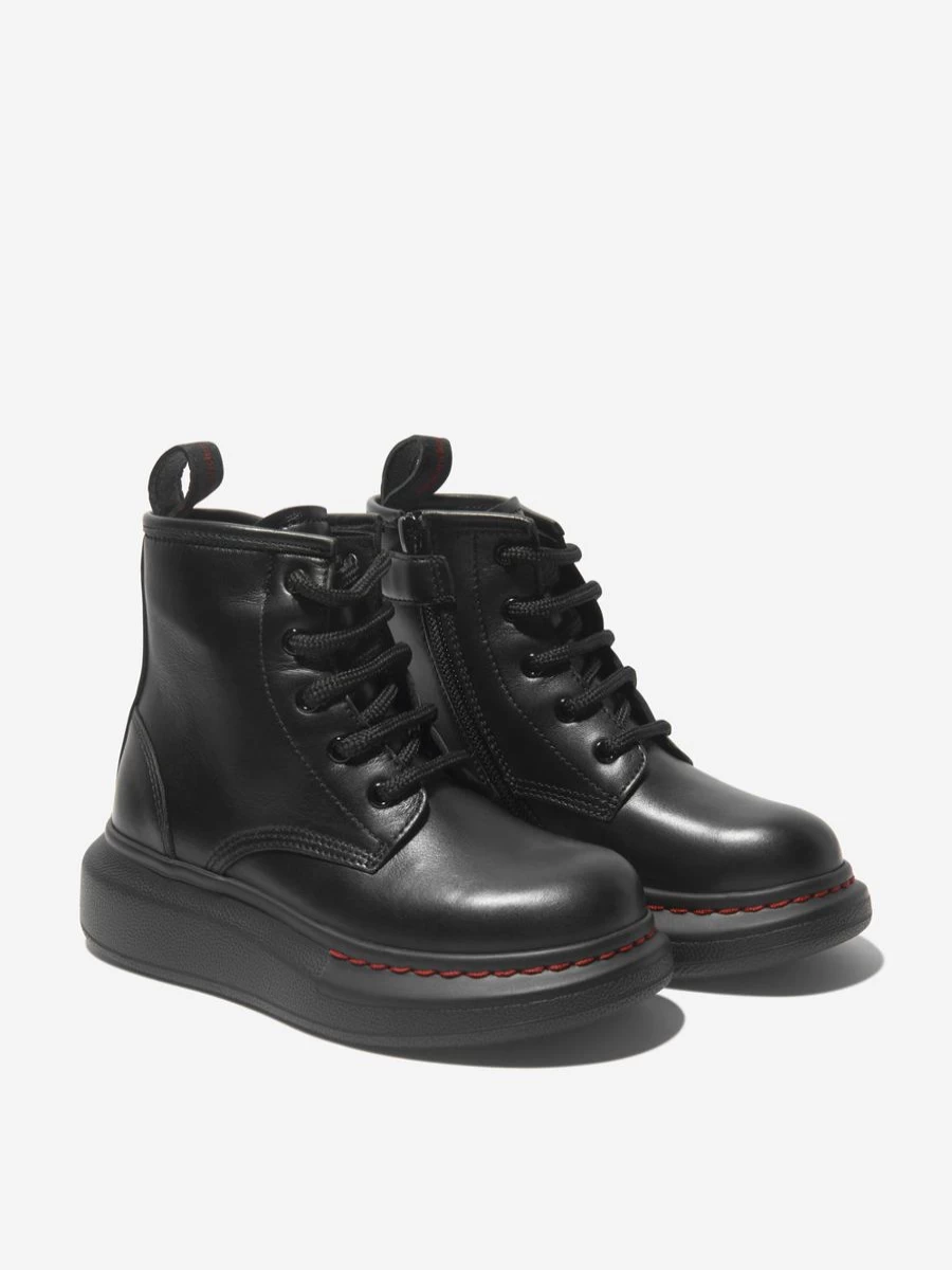 Alexander McQueen Teen Chunky Leather Lace-Up Boots | Childsplay Clothing
