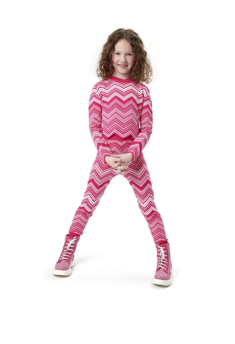 Missoni Pink Zigzag Knit Leggings for Girls