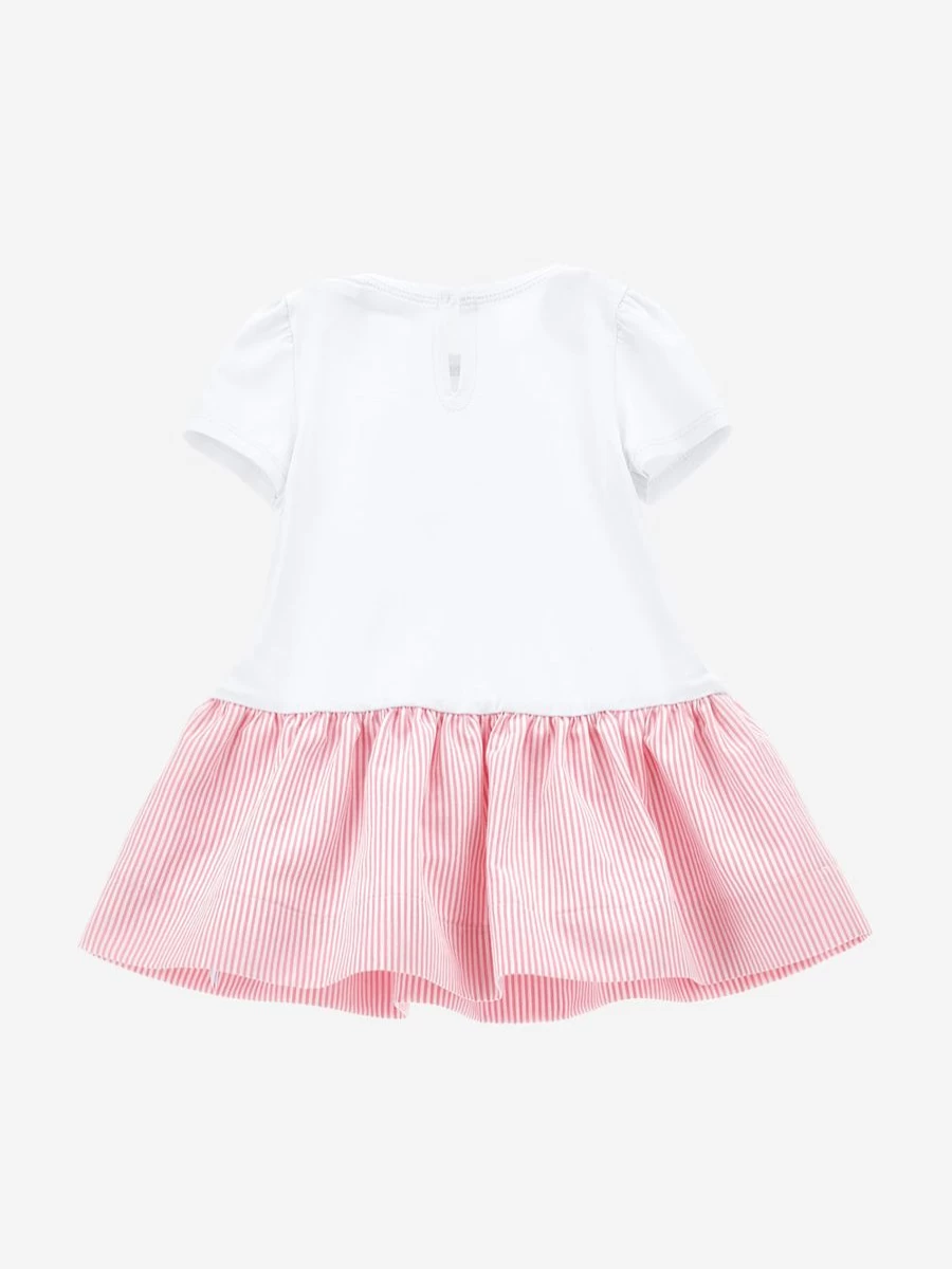 Monnalisa Baby Girls White Floral Butterfly Dress - Elegant Infant Flower Design Outfit