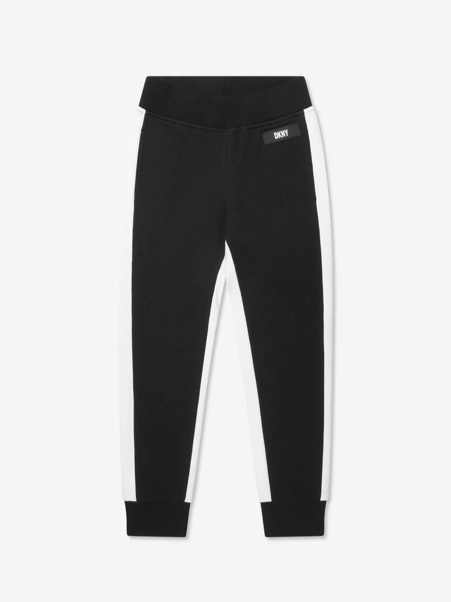 DKNY Boys Black Contrast Trim Joggers - Stylish Athletic Pants for Active Kids