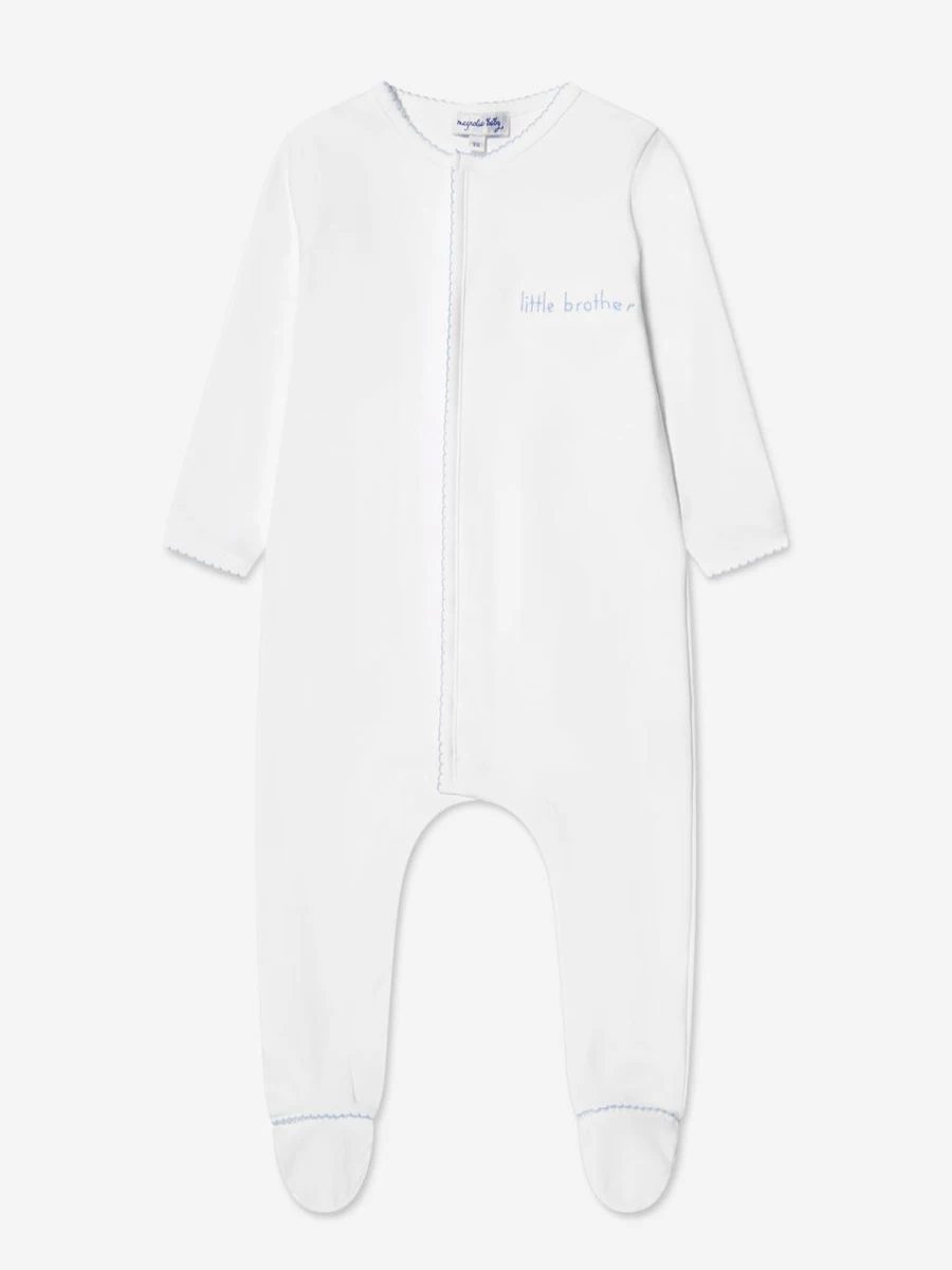 Magnolia Baby White Babygrow for Newborn Boys - Soft Little Brother Bodysuit