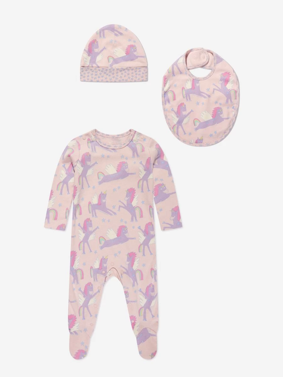 Stella McCartney Kids Baby Girls Pink Babygrow Set - Soft Organic Cotton Bodysuit & Romper