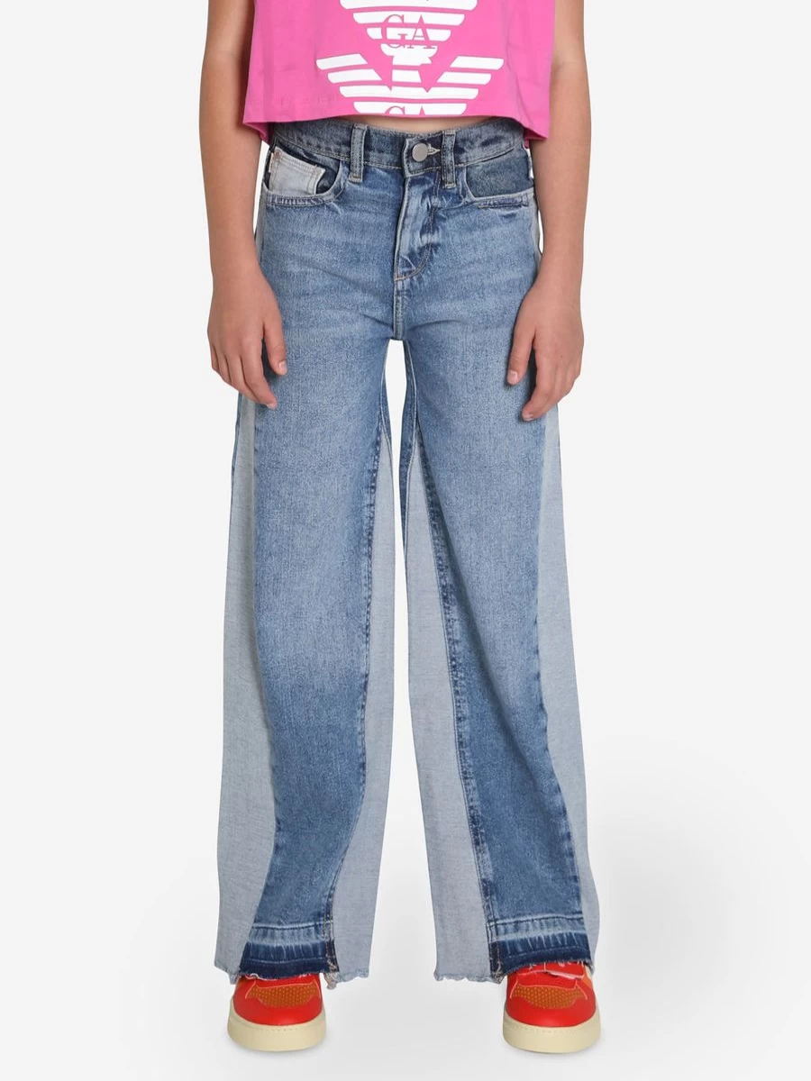 DL1961 Girls Lily High-Rise Wide Leg Jeans in Blue Denim for Comfort & Style