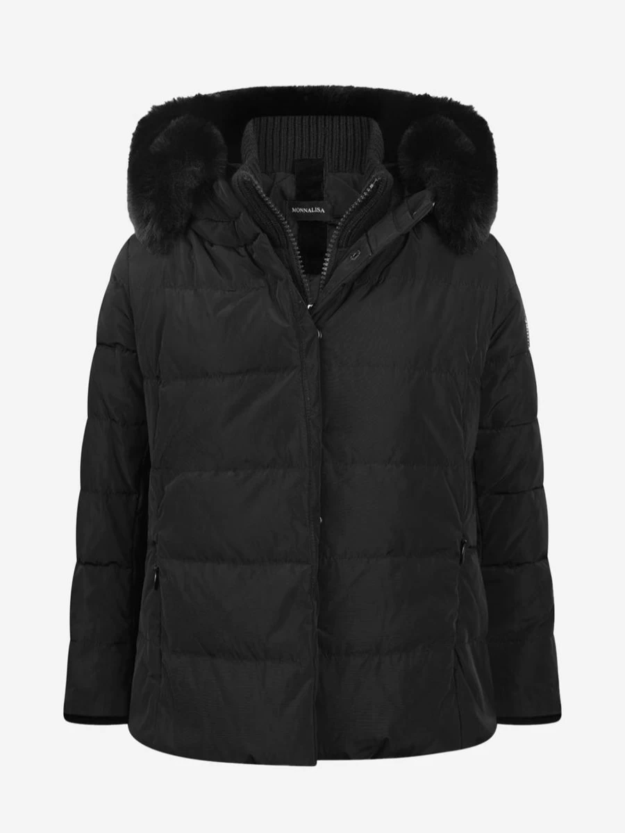 Monnalisa Girls' Down Padded Coat with Belt - Warm Winter Jacket for Kids