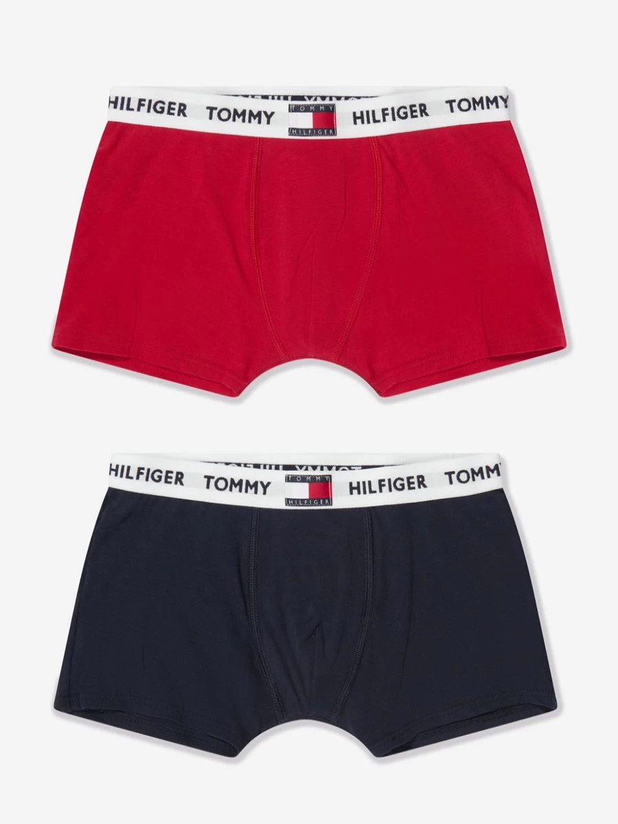 Tommy Hilfiger Boys' 2-Pack Red Boxer Shorts | Comfortable Cotton Underwear
