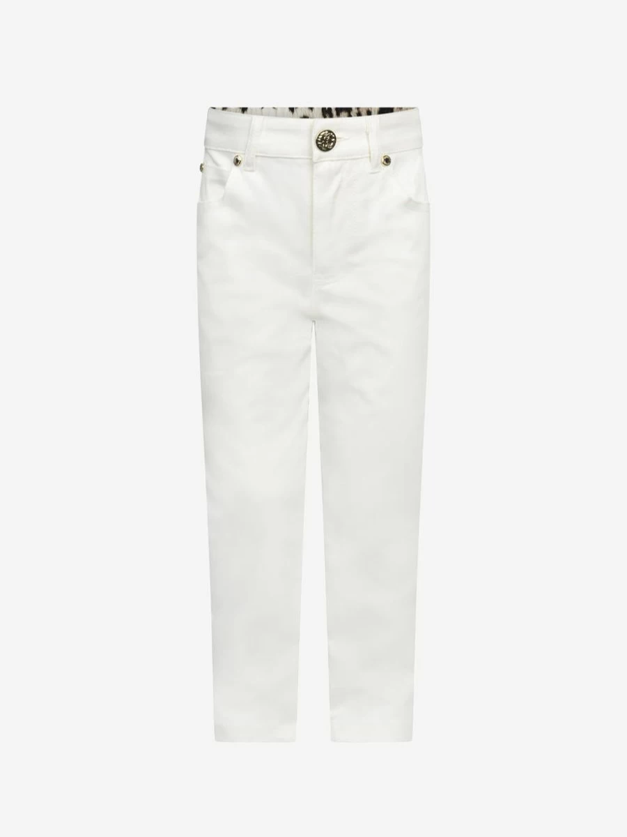 Roberto Cavalli Girls Leopard Print Gabardine Trousers for Kids
