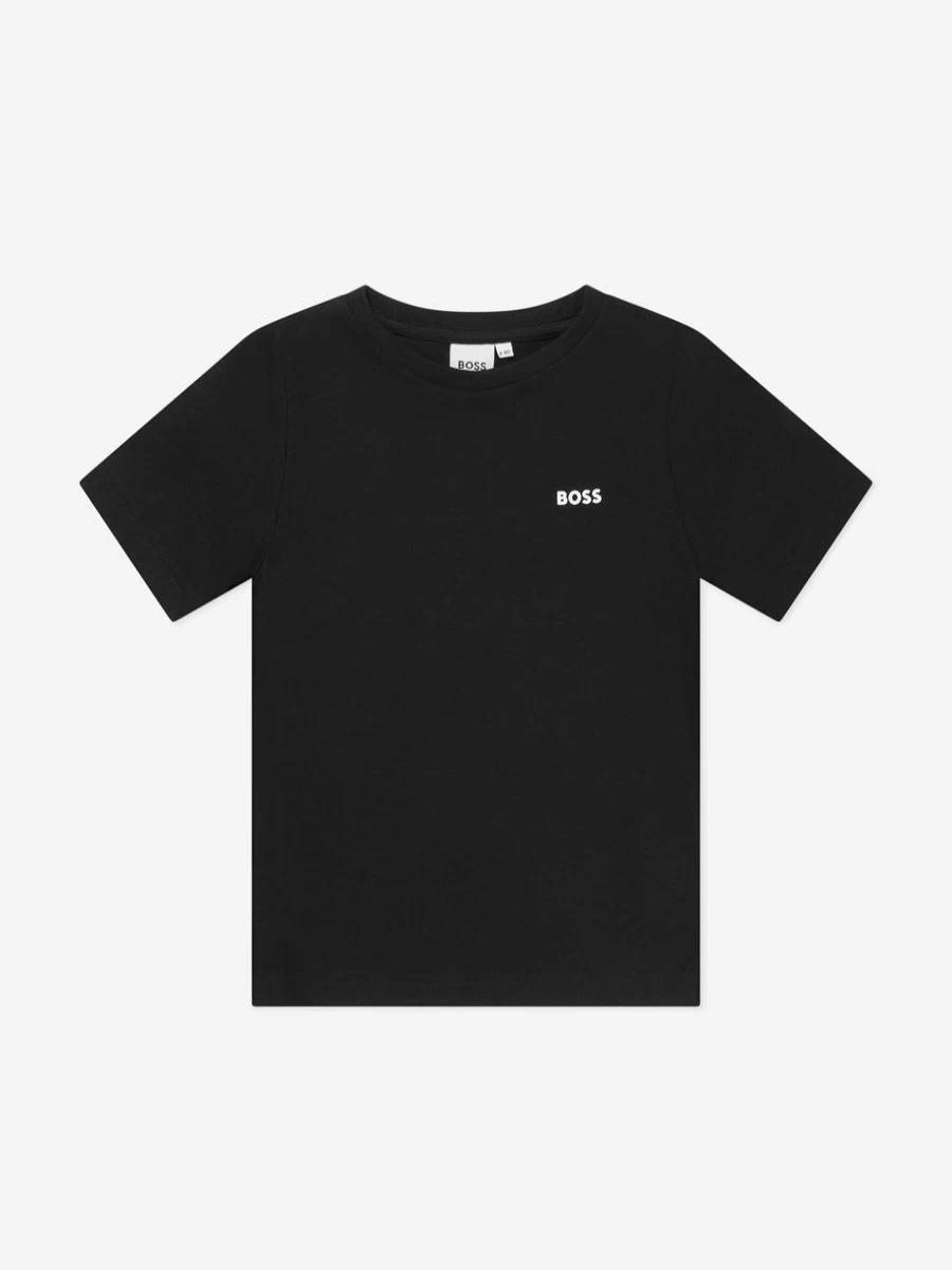 BOSS Teen Boys Black Logo Print T-Shirt | Official BOSS Brand Cotton Tee