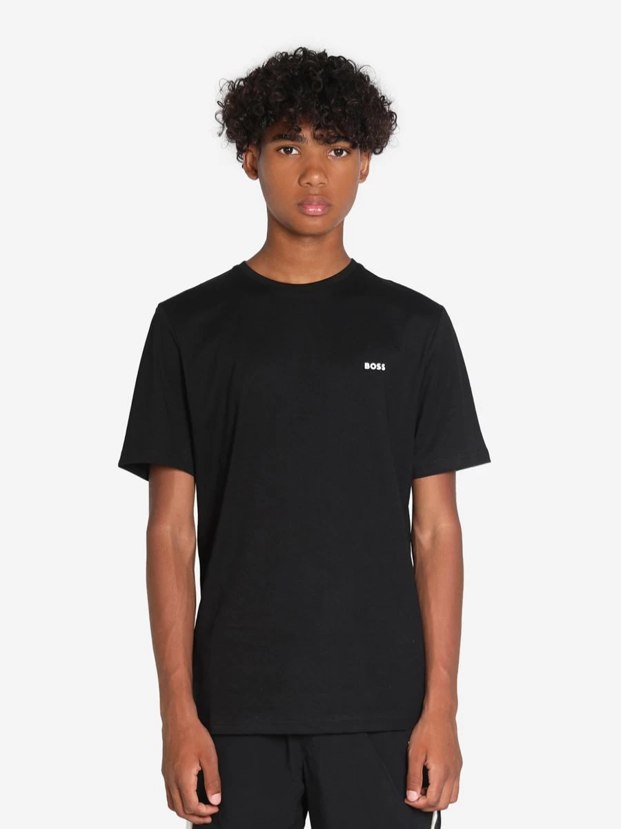 BOSS Teen Boys Black Logo Print T-Shirt | Official BOSS Brand Cotton Tee