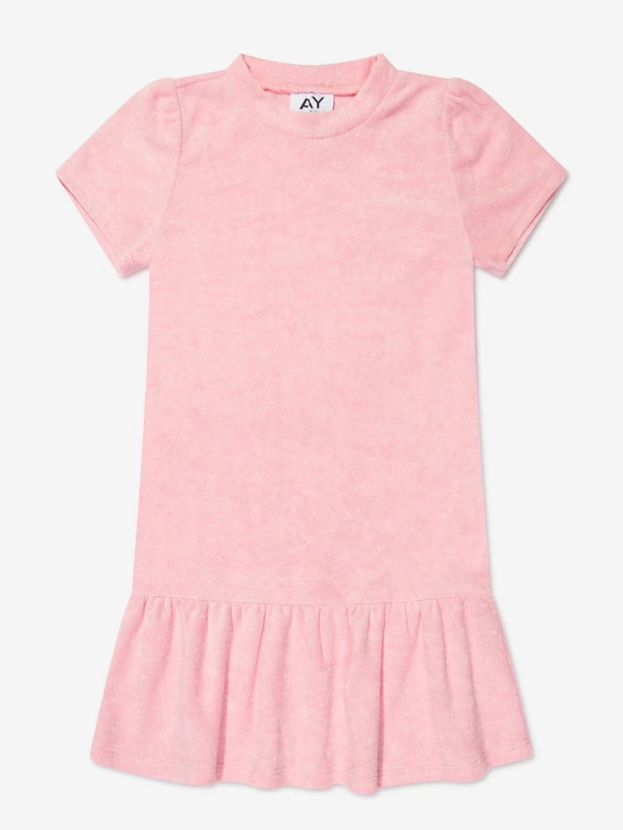 AY by AYLA Teen Girls' Pink Towelling Mini Dress - Soft & Comfortable Summer Outfit