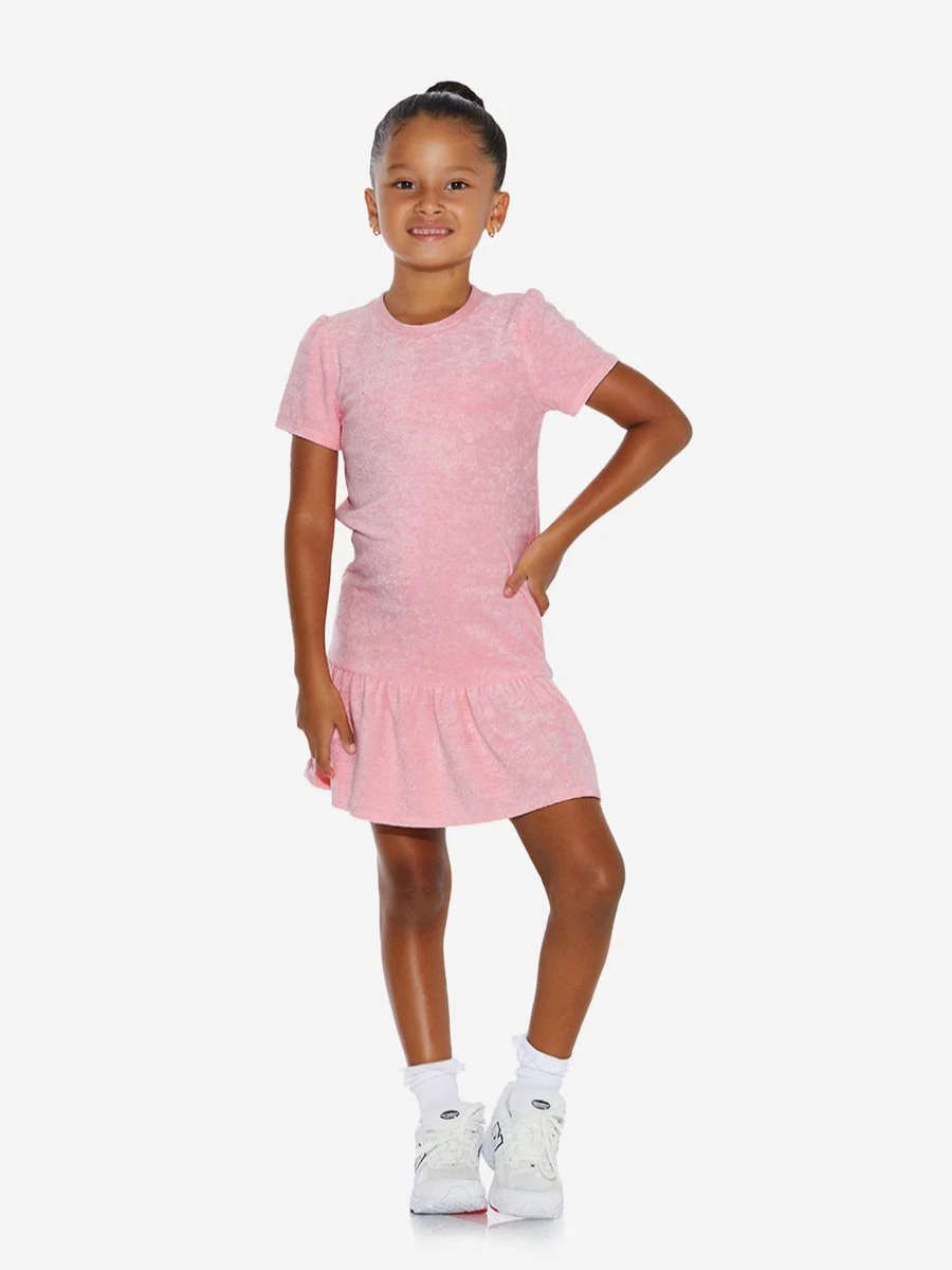 AY by AYLA Teen Girls' Pink Towelling Mini Dress - Soft & Comfortable Summer Outfit