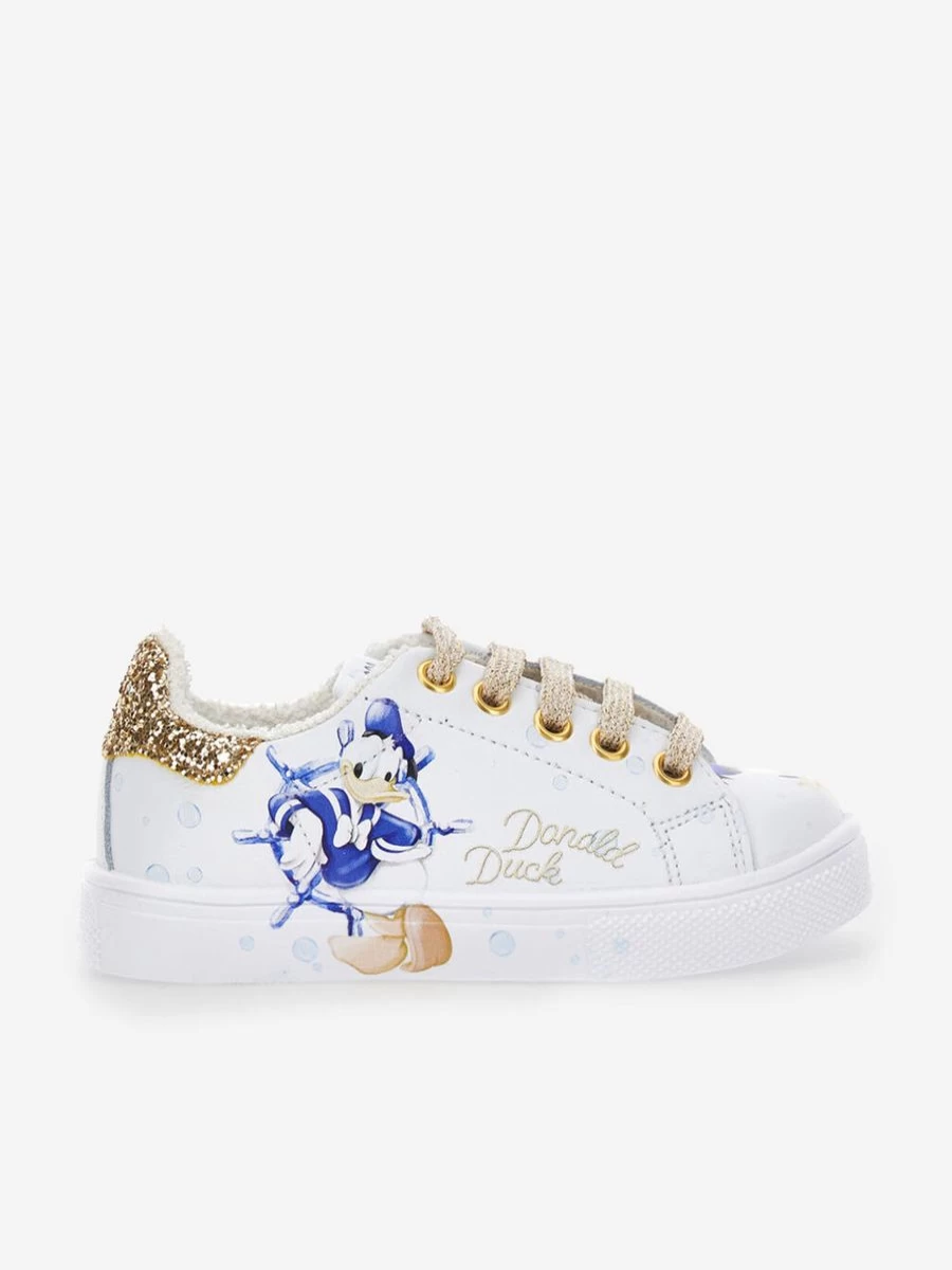 Monnalisa Girls' White Donald Duck Sneakers for Comfort and Style