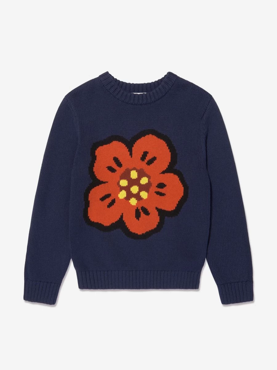 KENZO KIDS Boys Navy Floral Knitted Sweater