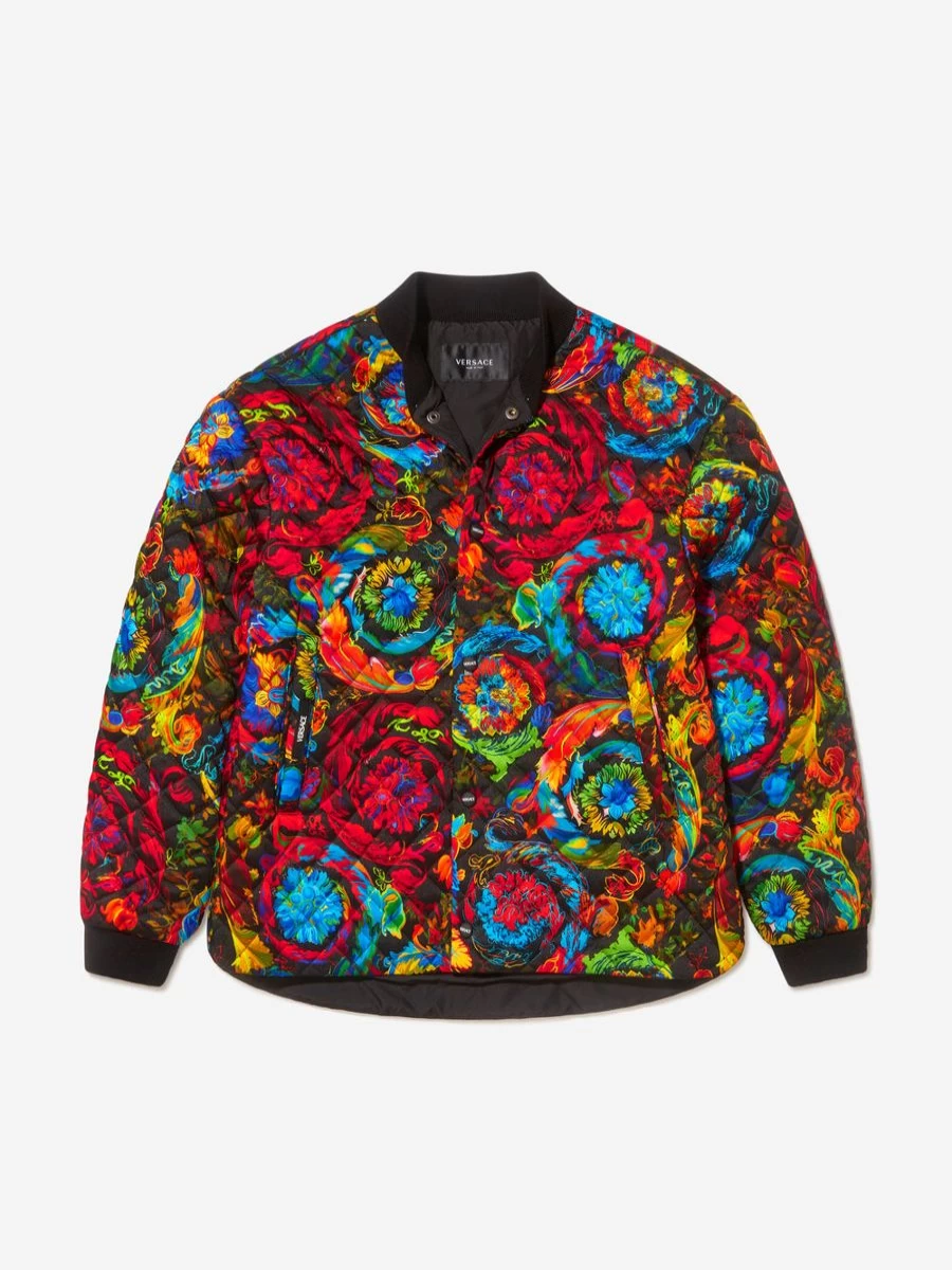 Versace Girls' Colorful Padded Jacket with Kaleidoscopic Design