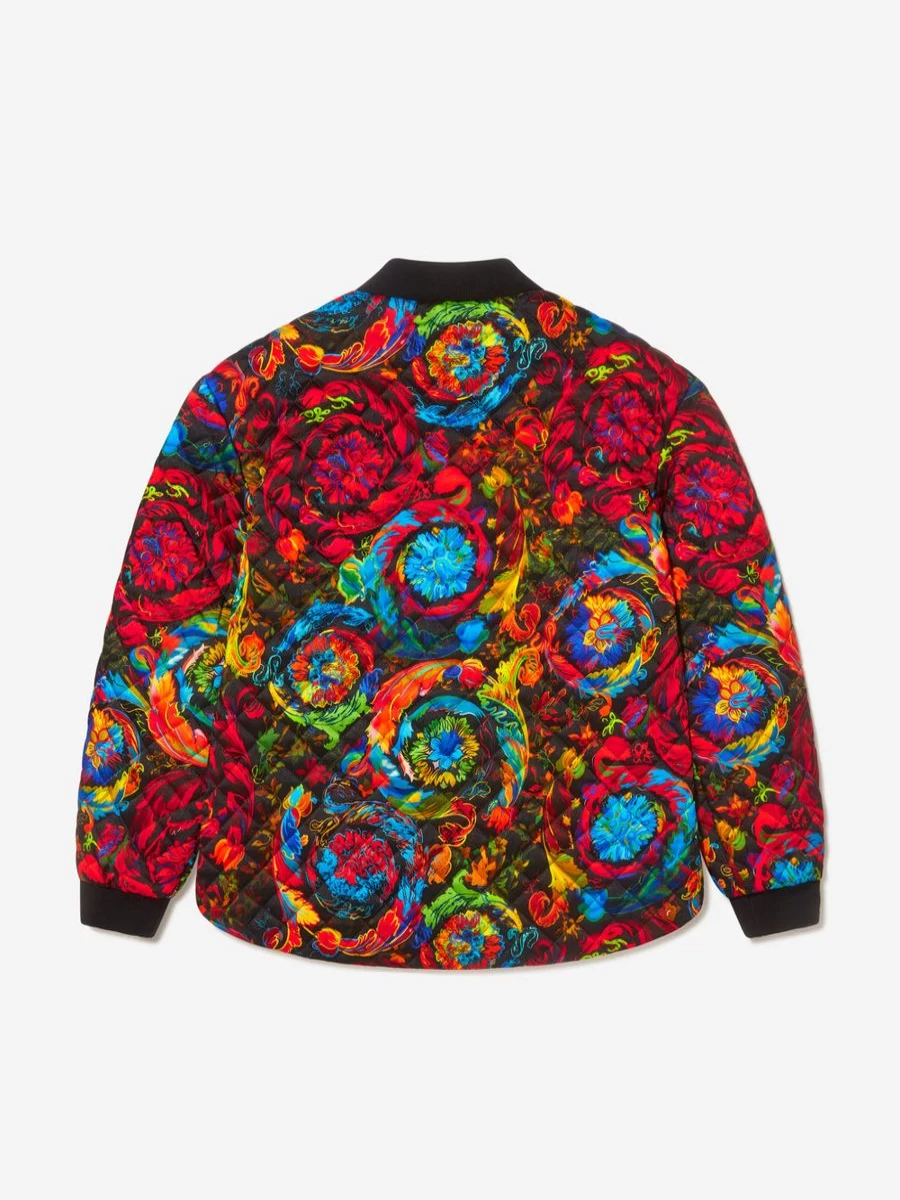 Versace Girls' Colorful Padded Jacket with Kaleidoscopic Design