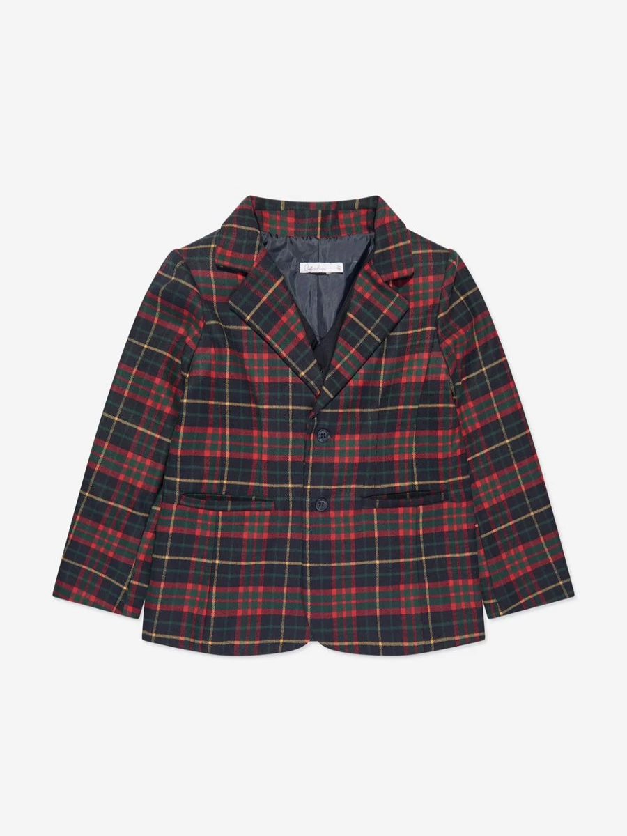 Patachou Navy Tartan Blazer for Boys - Classic Kids Formal Wear