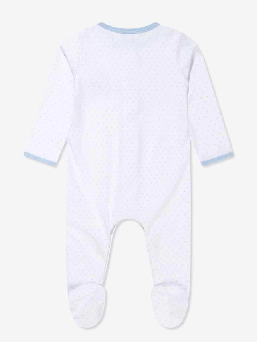 Magnolia Baby Boys Dinosaur Embroidered White Babygrow - Cute Dinoland Romper for Infants
