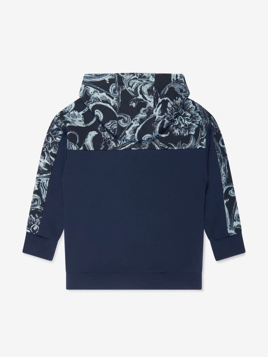 Versace Boys Navy Barocco Logo Hoodie | Designer Kids Sweatshirt