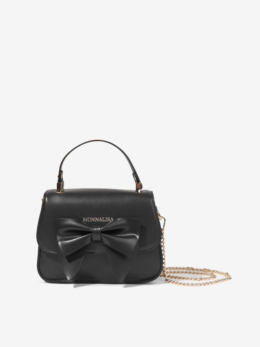Monnalisa Girls Black Bow Handbag for Kids Stylish & Trendy