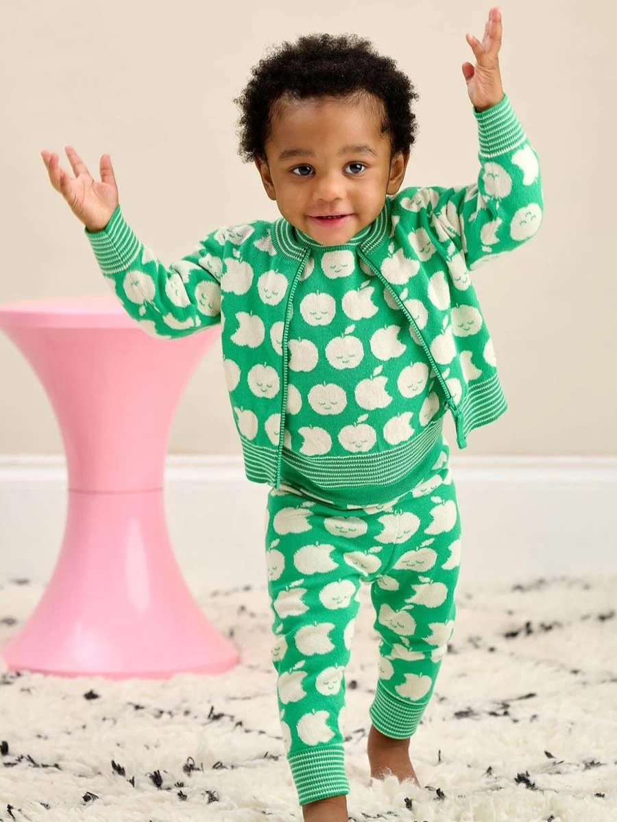 The Bonnie Mob Girls' Green Apple Knit Cardigan for Kids