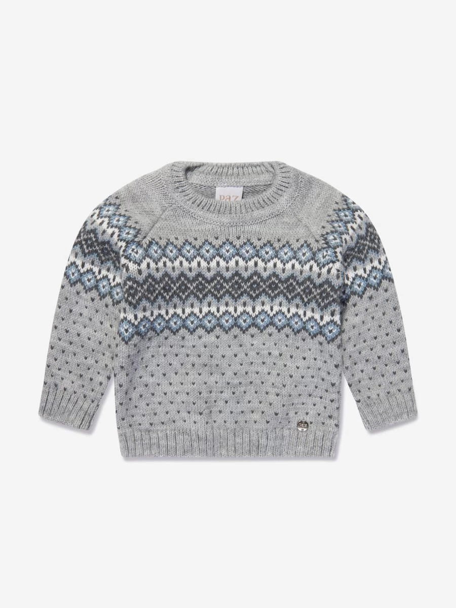 Paz Rodriguez Boys Grey Wool Knitted Jumper - Soft Winter Sweater for Kids