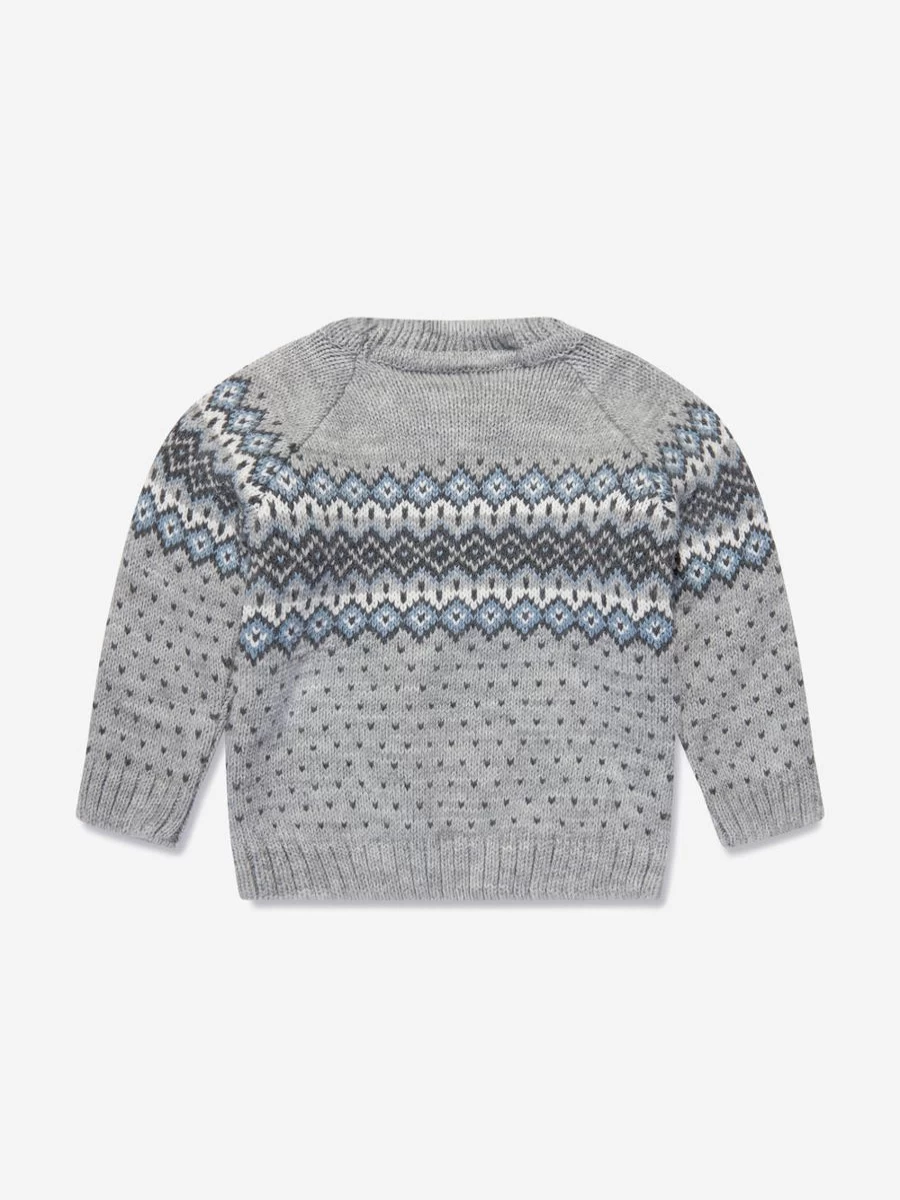 Paz Rodriguez Boys Grey Wool Knitted Jumper - Soft Winter Sweater for Kids