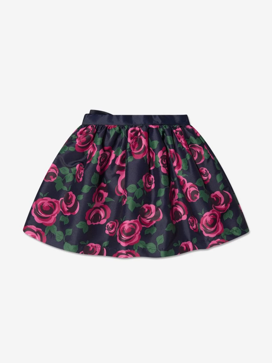 Mama Luma Girls Floral Rose Print Skirt - Soft Comfortable Play Skirt for Toddlers & Kids