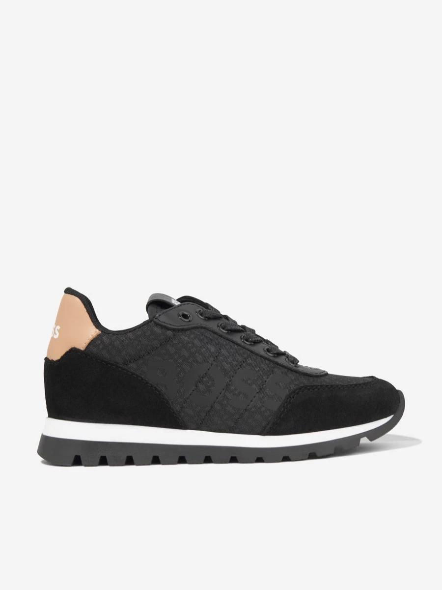 BOSS Boys Black Retrorunner Sneakers - Classic Retro Running Shoes for Kids