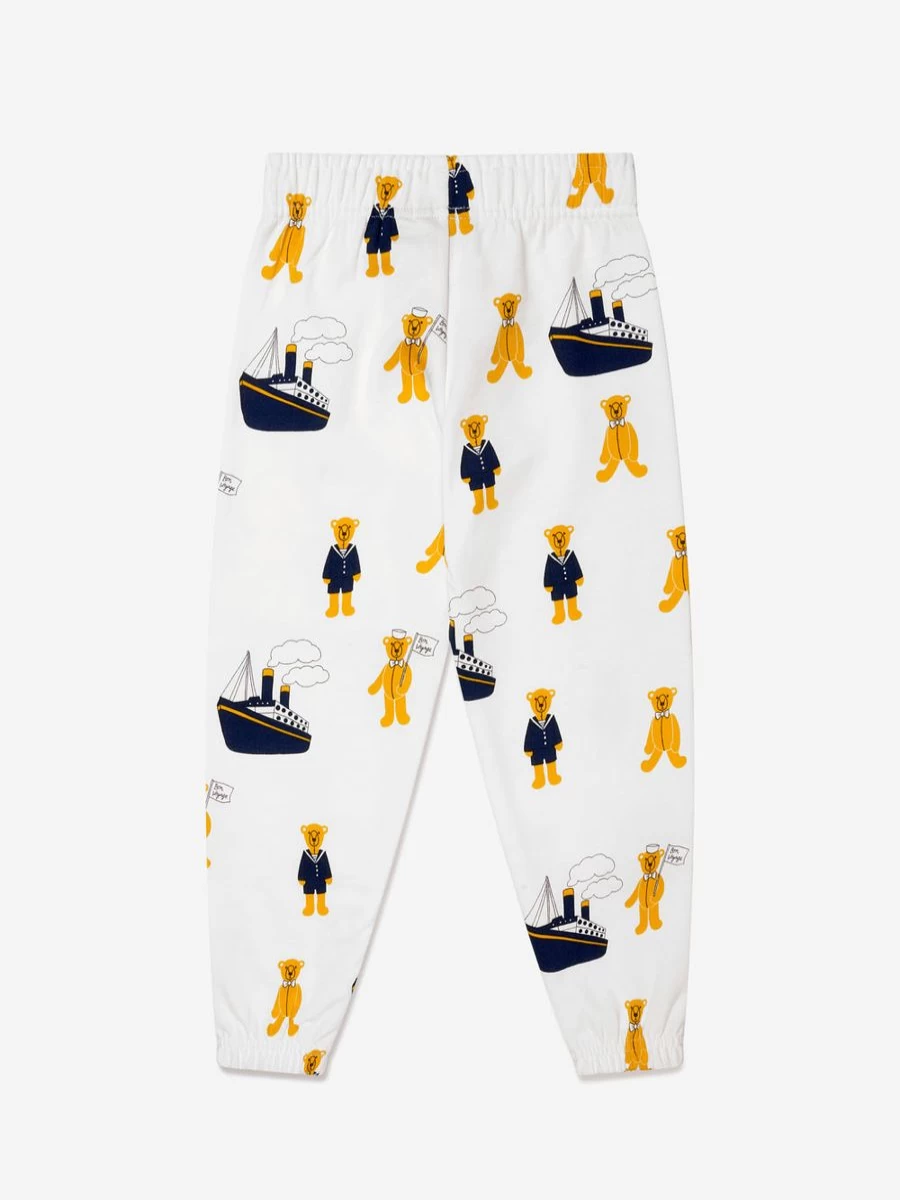 Mini Rodini Boys' White Teddy Bear Joggers - Soft & Comfortable Kids Pants
