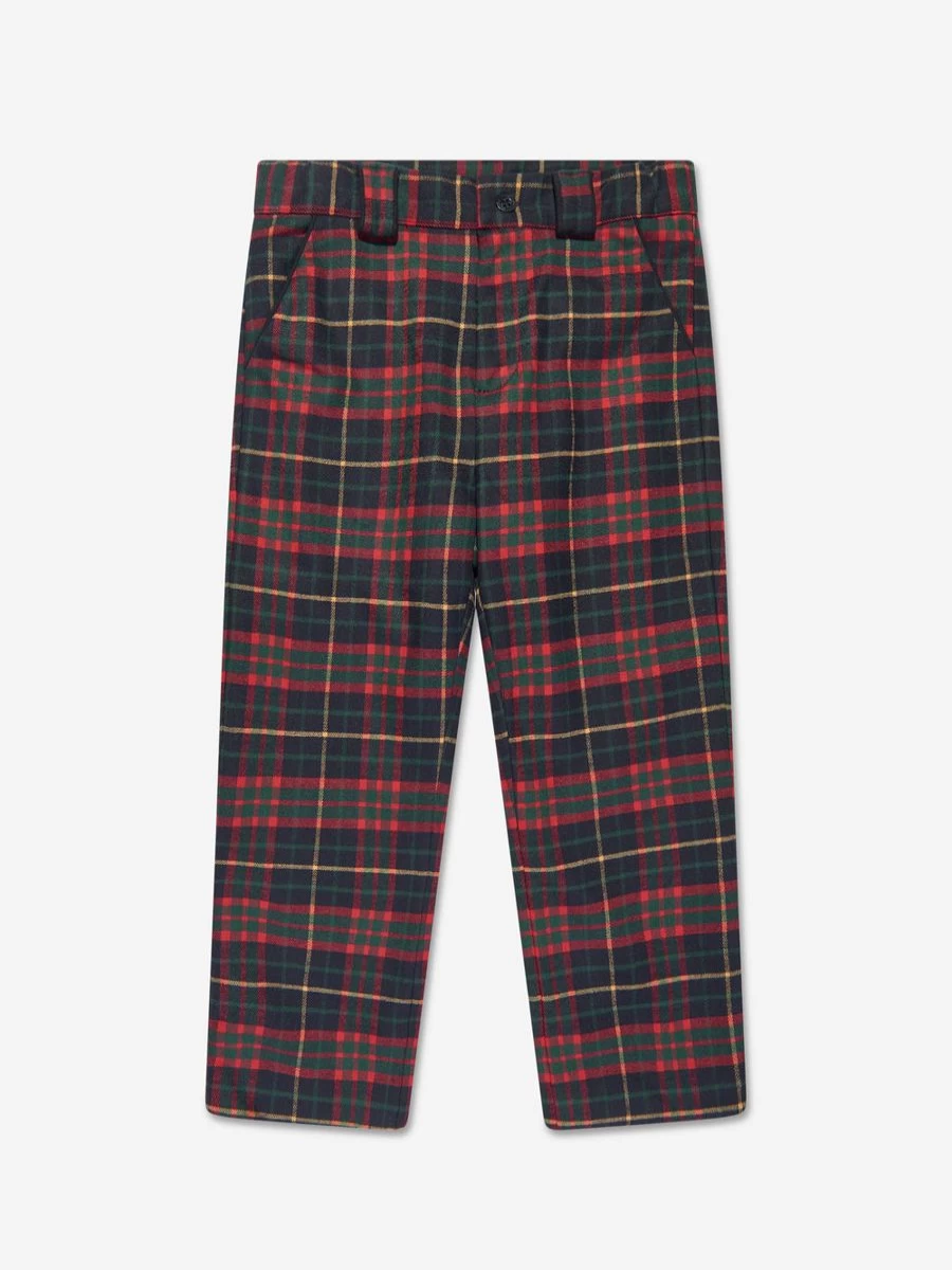 Patachou Boys Navy Tartan Trousers - Classic Plaid Pants for Kids