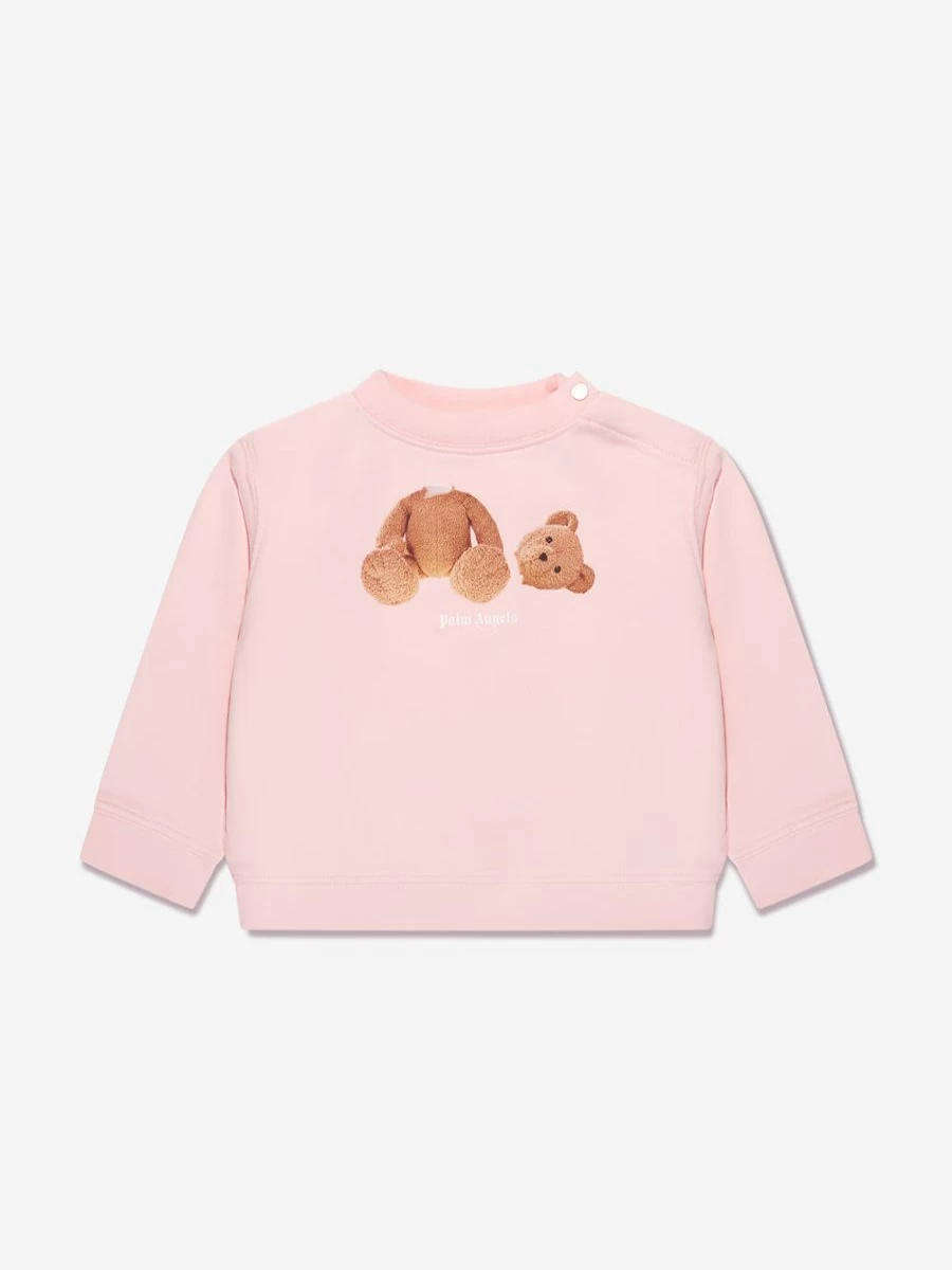 Palm Angels Baby Girls Pink PA Bear Embroidered Sweatshirt