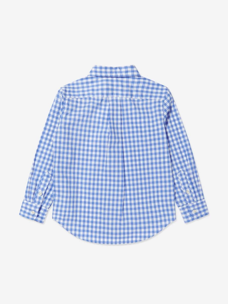 Ralph Lauren Kids Boys Blue Gingham Check Shirt - Classic Casual Button-Up Top