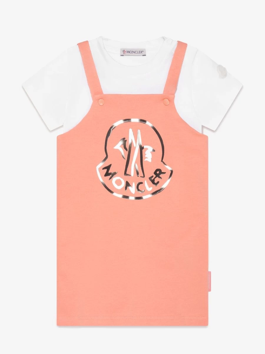 Moncler Enfant Baby Girls Peach T-Shirt & Dress Set - Soft Cotton Outfit